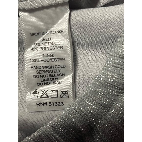 CeCe Womens Metallic Gray Long Sleeve Blouse Size Large Tie Hem Off Shoulder - Picture 5 of 5